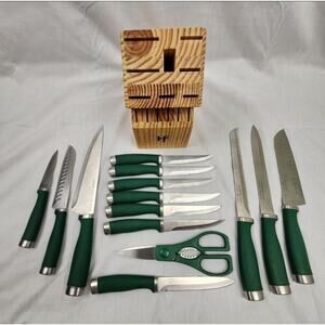Hampton Forge Centennial Mirage Knife Set 14 Piece Block Storage 1 Broken Tip